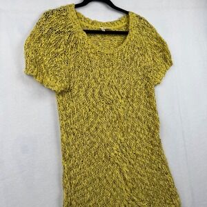 Moth Anthropologie Yellow Knit Dress S Short Sleeve Mini‎ Pullover